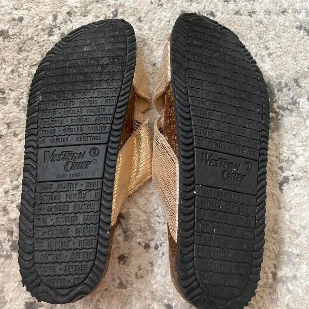 Western Chief gold birkenstock